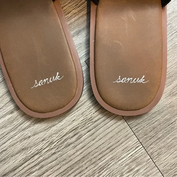 SANUK Yoga Gora Gora Black Slide Beach Sandals - Picture 5 of 10